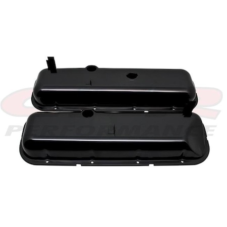 Cfr Performance CFR HZ-9504-1-PBK 1965-72 Chevy Big Block 396-427-454 Short OEM Style-Recessed Corner Steel Valve Covers - Black with Dripper Rails HZ-9504-1-PBK